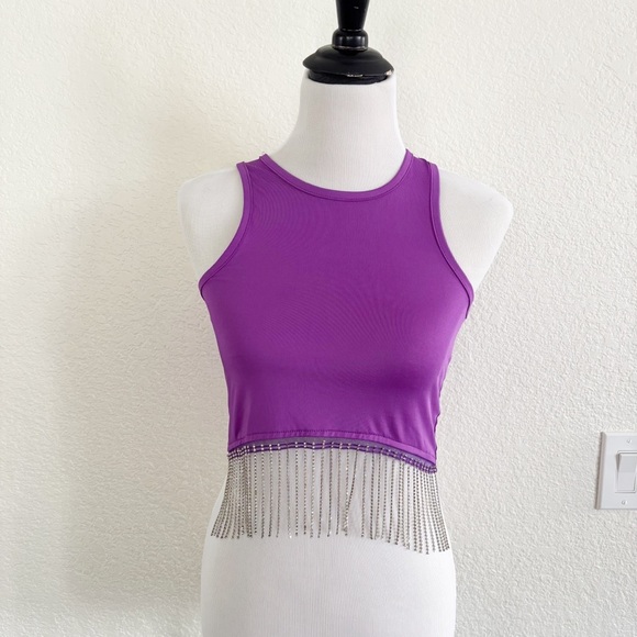 Rue21 Vibrant Purple Tank with Silver Fringe - Picture 2 of 8